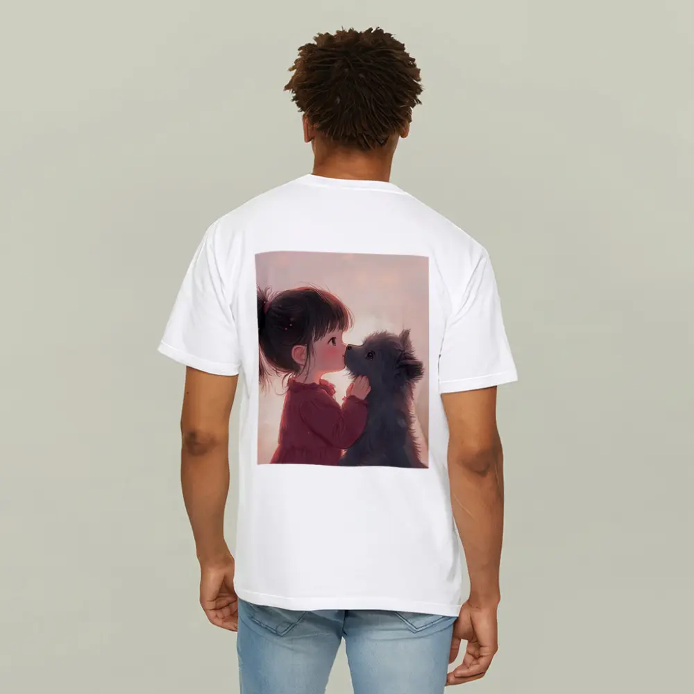 Little Girl and Puppy Anime Art – T-Shirts
