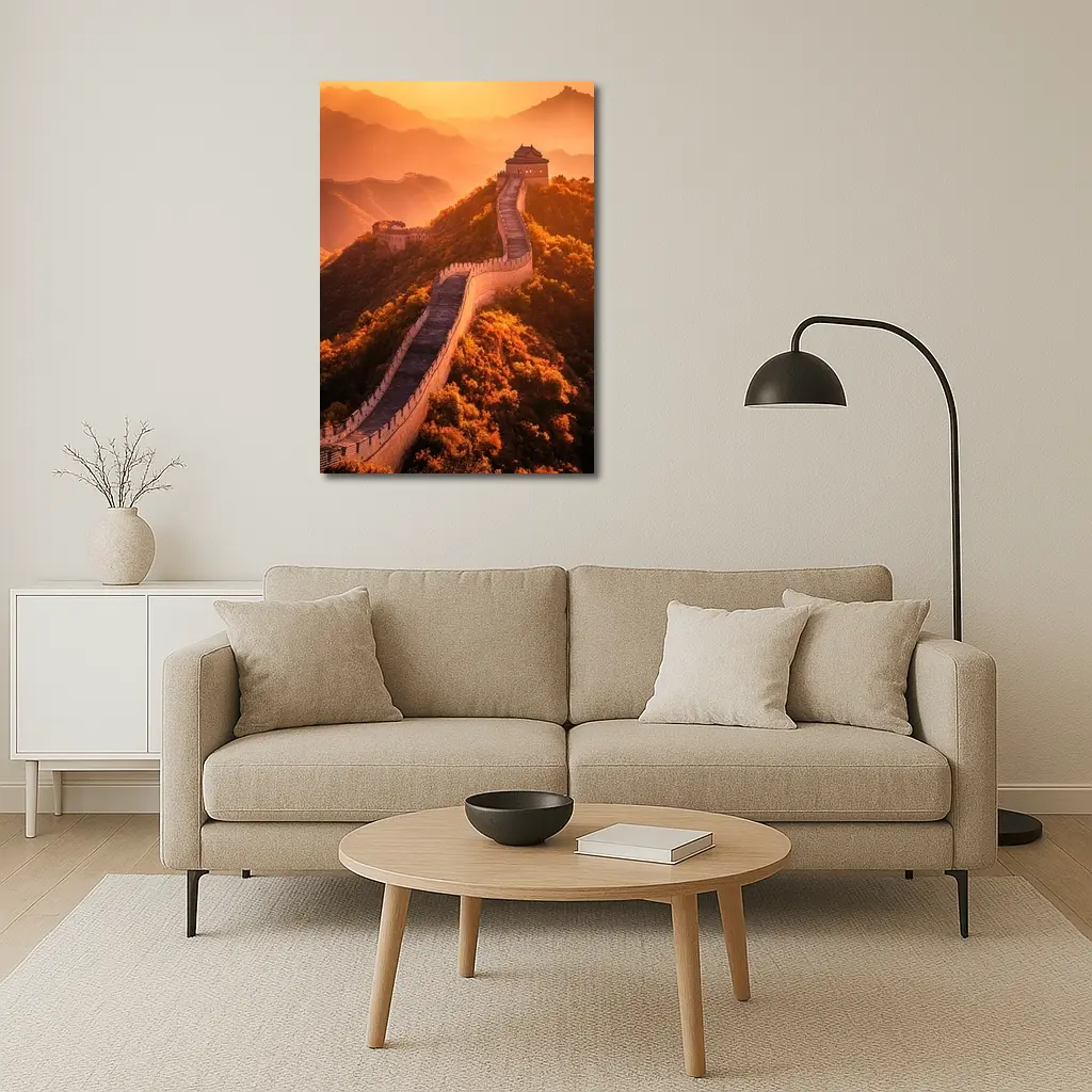 Great Wall of China Golden Sunset Mountains – Wall Art