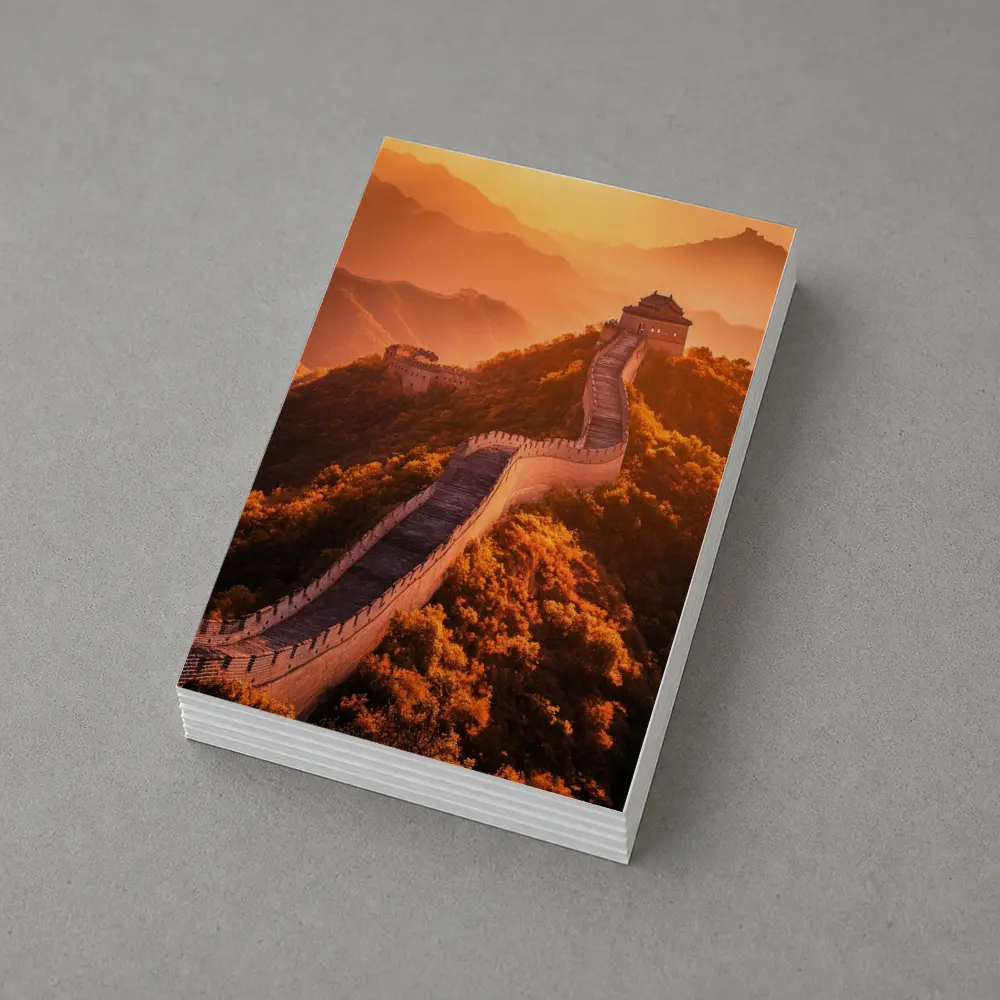 Great Wall of China Golden Sunset Mountains – Postcards