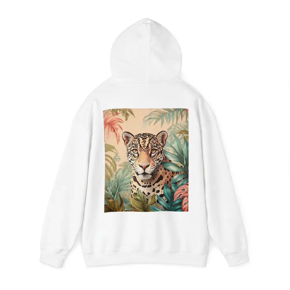Jaguar Portrait Tropical Leaves Botanical Art – Hoodies