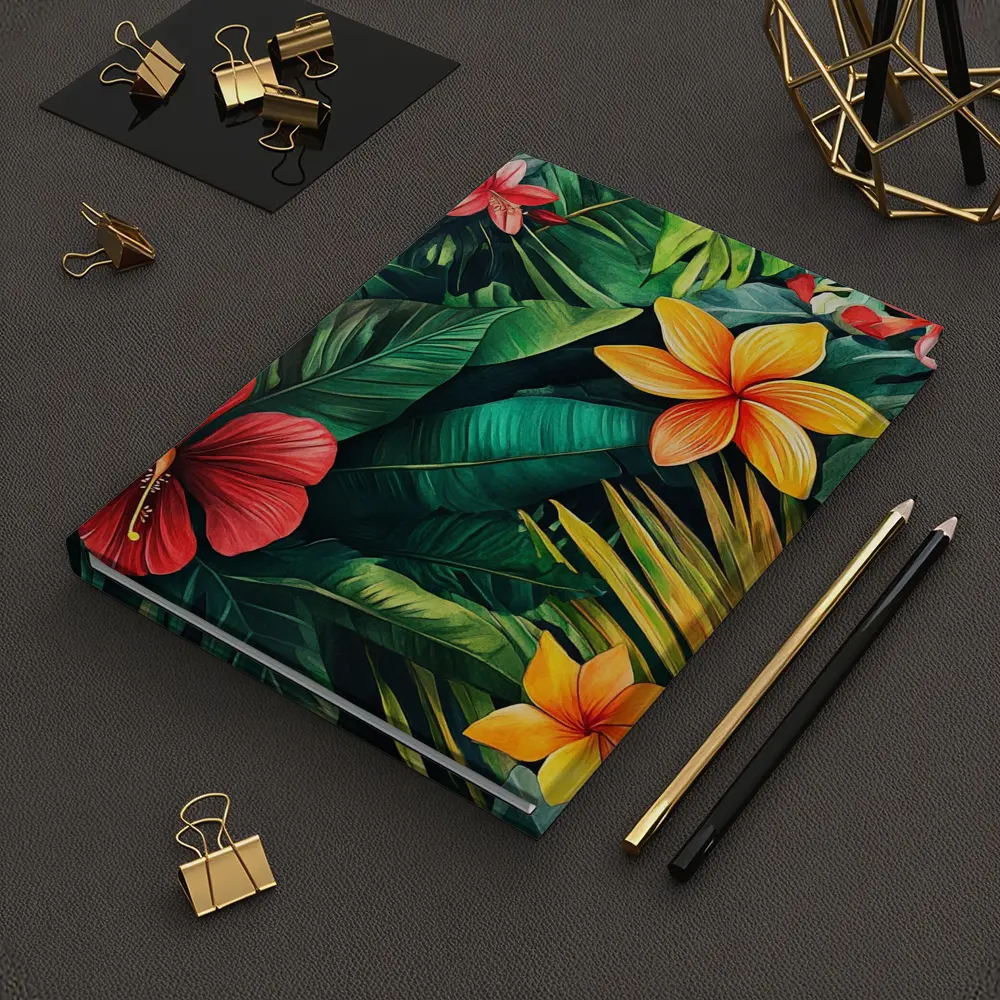 Tropical Hibiscus Plumeria Flowers Lush Jungle – Notebooks
