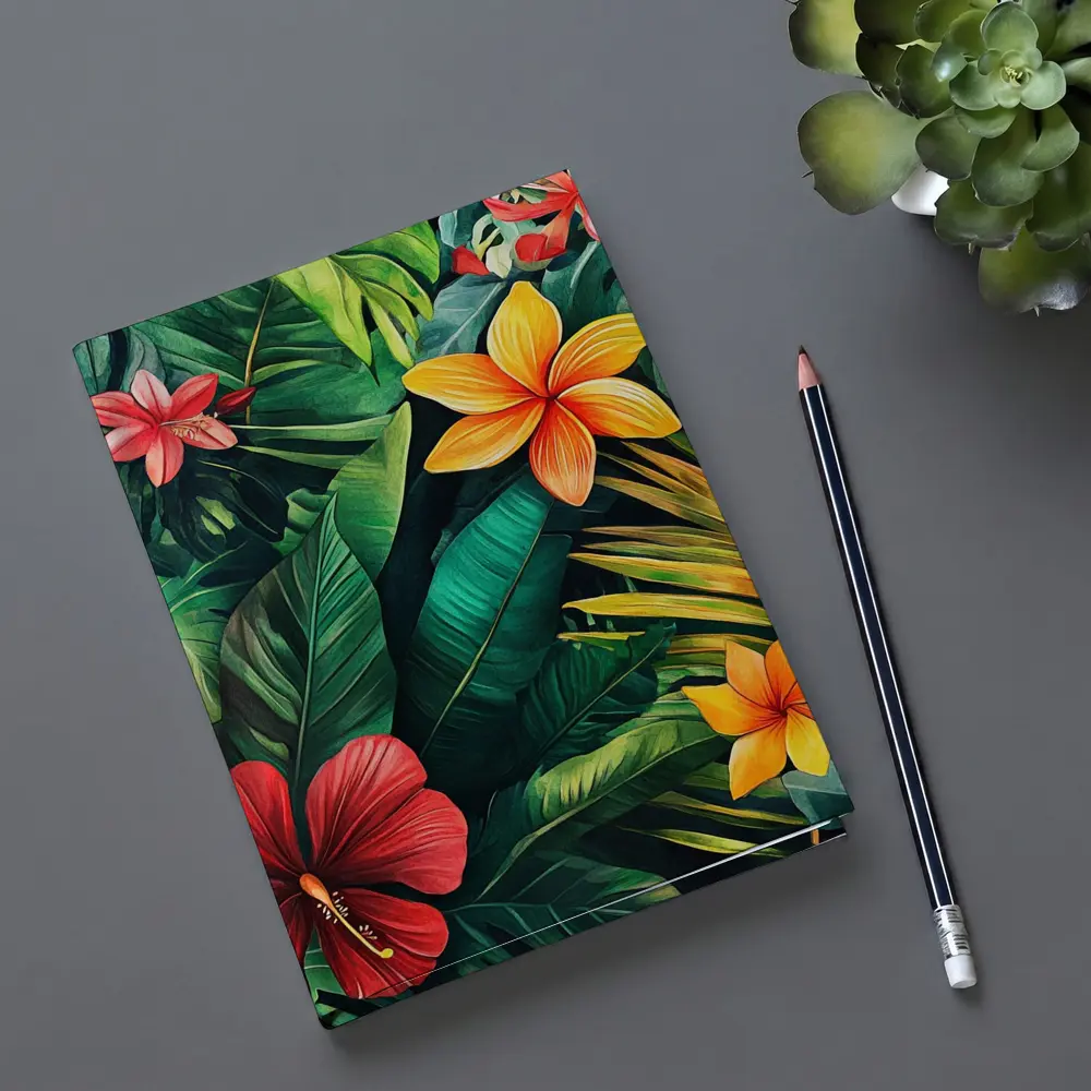 Tropical Hibiscus Plumeria Flowers Lush Jungle – Notebooks