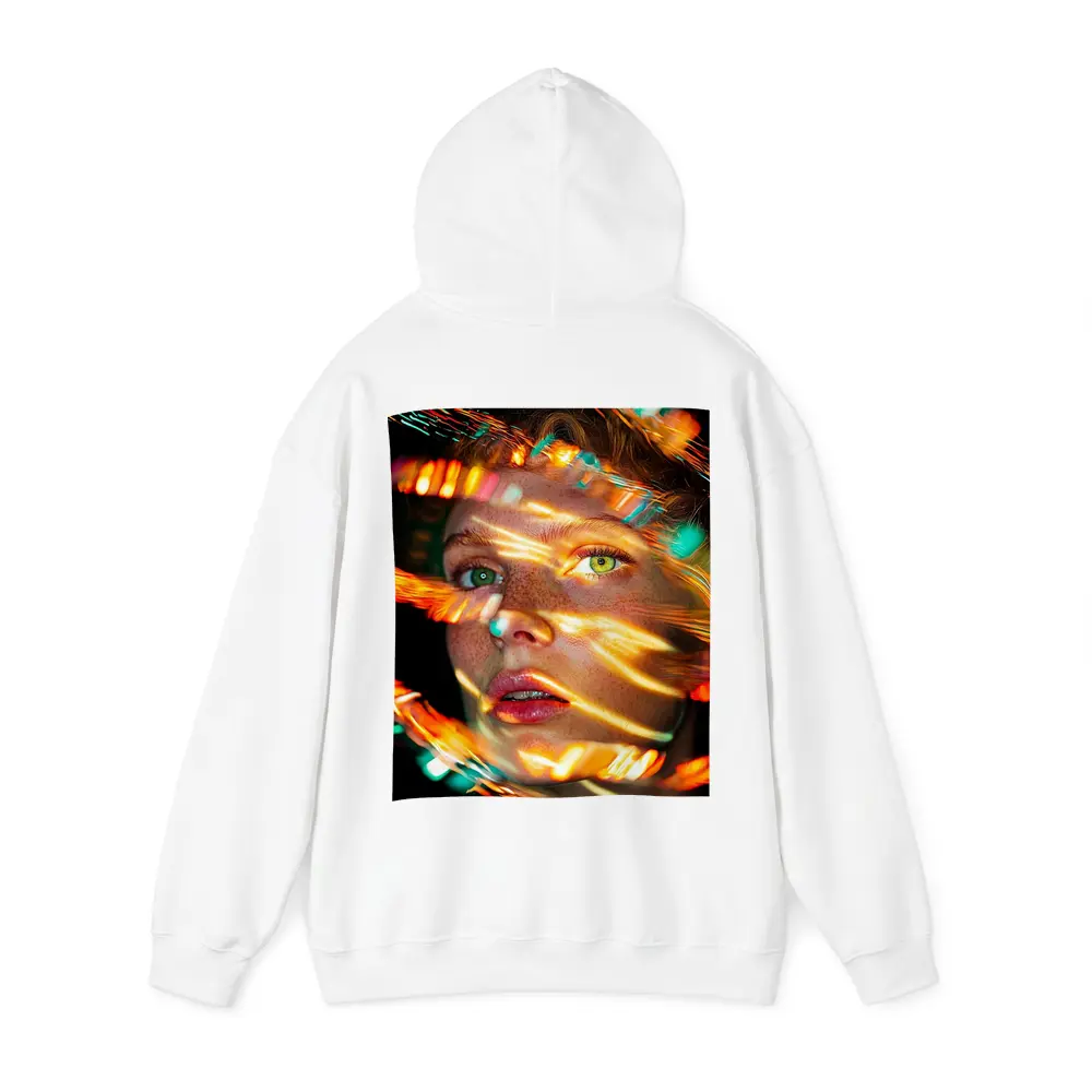 Woman Face Neon Light Streaks Portrait – Hoodies