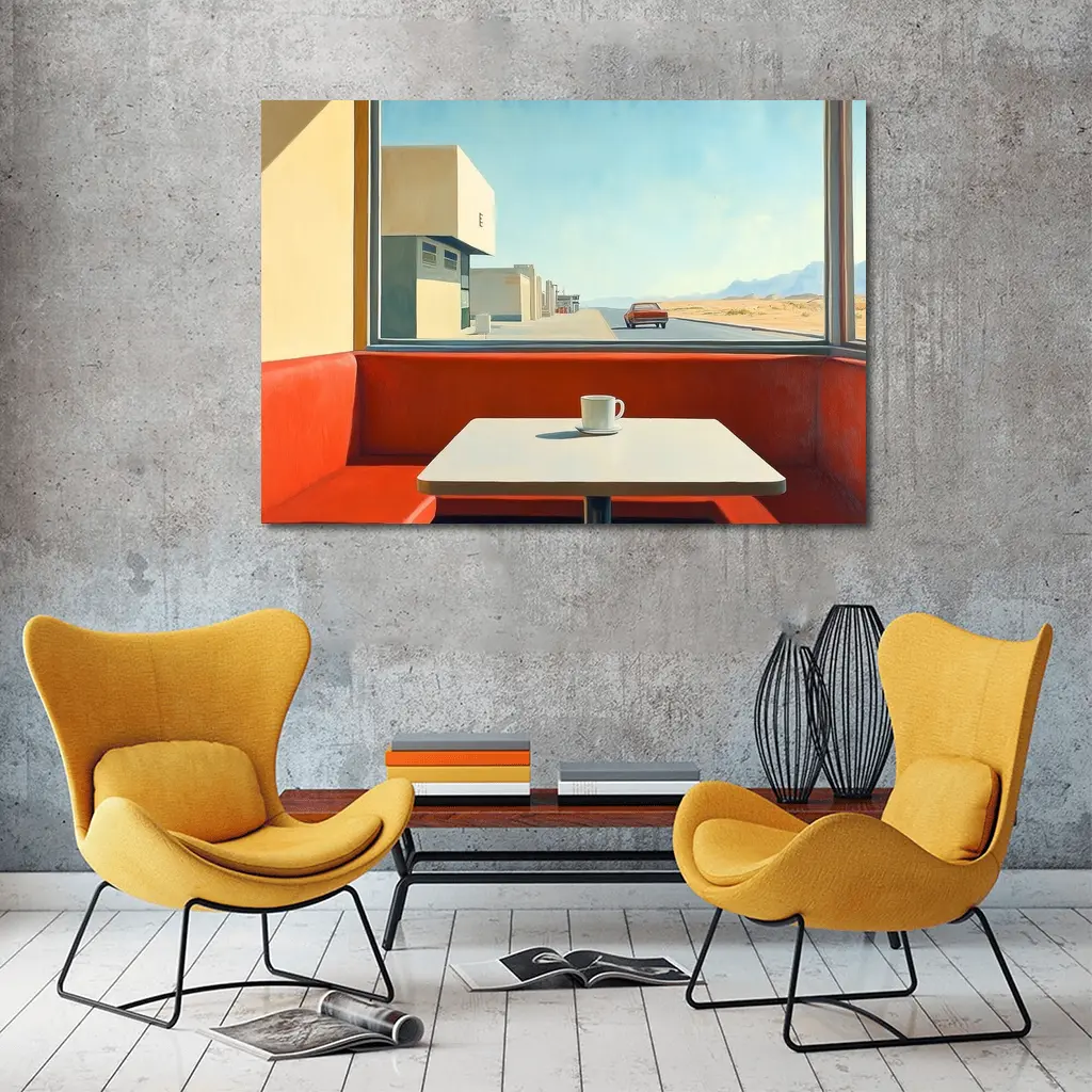 Desert Diner Booth Coffee Retro Painting – Wall Art