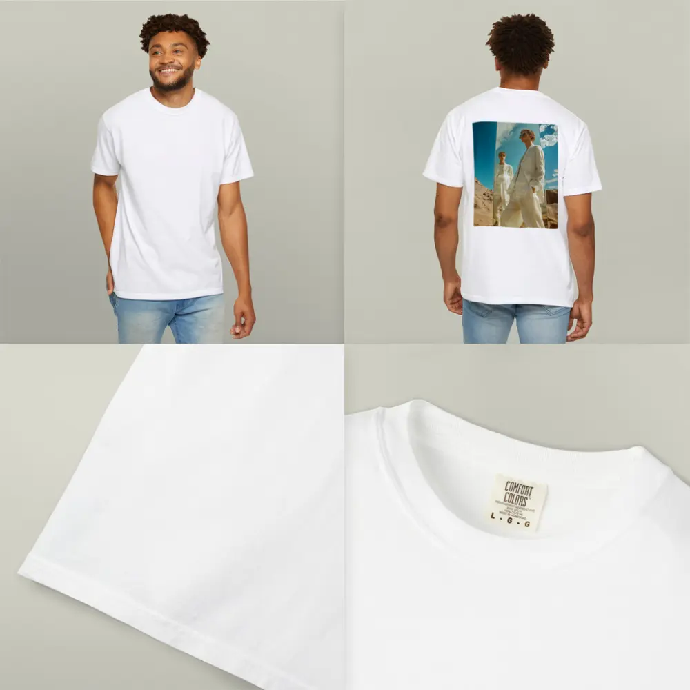 Man White Suit Mirror Desert Landscape – T-Shirts