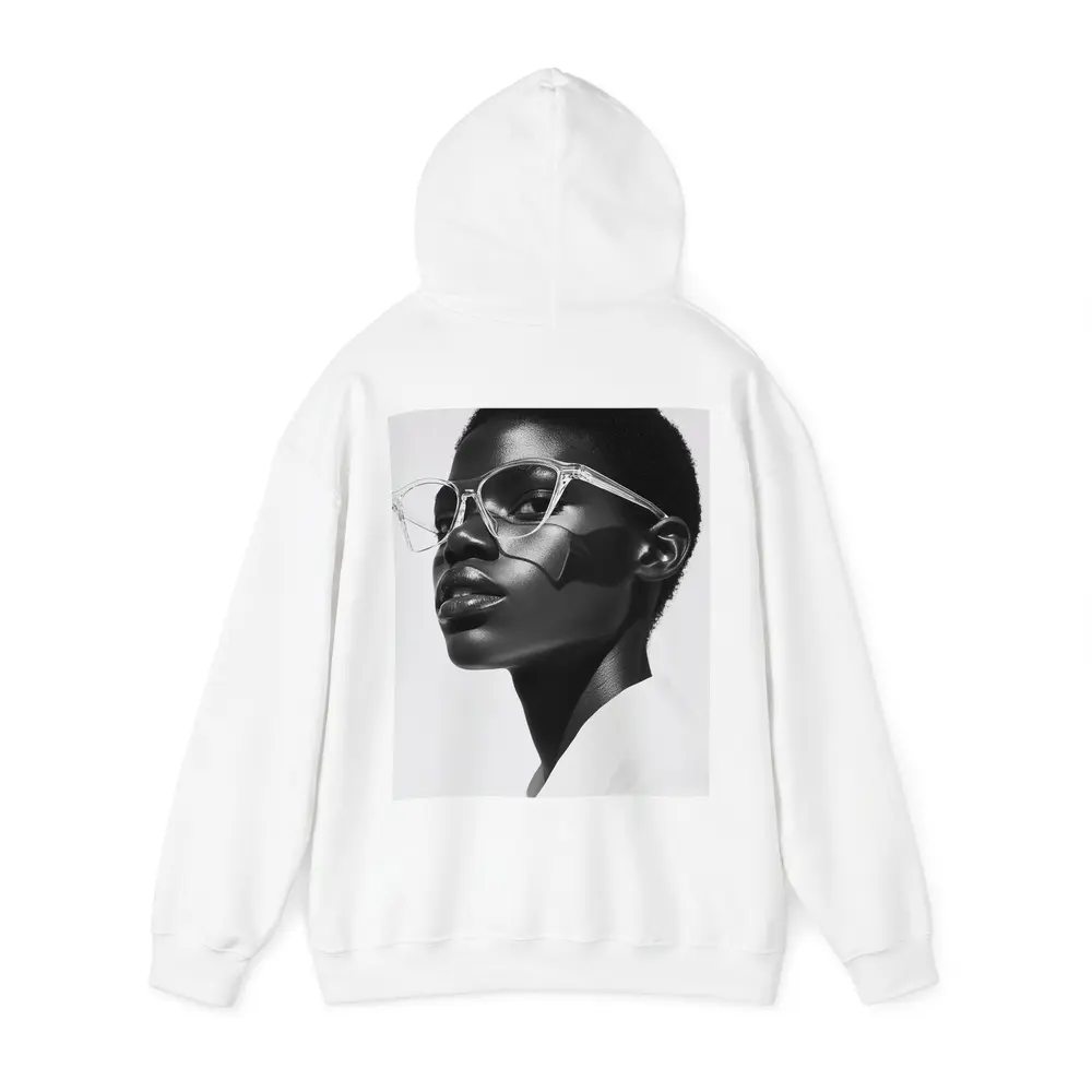 Black and White Woman Portrait Clear Glasses – Hoodies