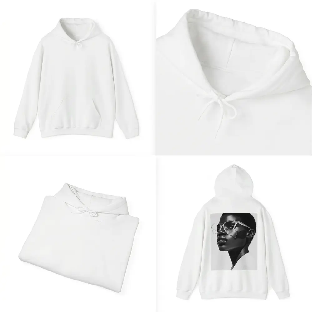 Black and White Woman Portrait Clear Glasses – Hoodies