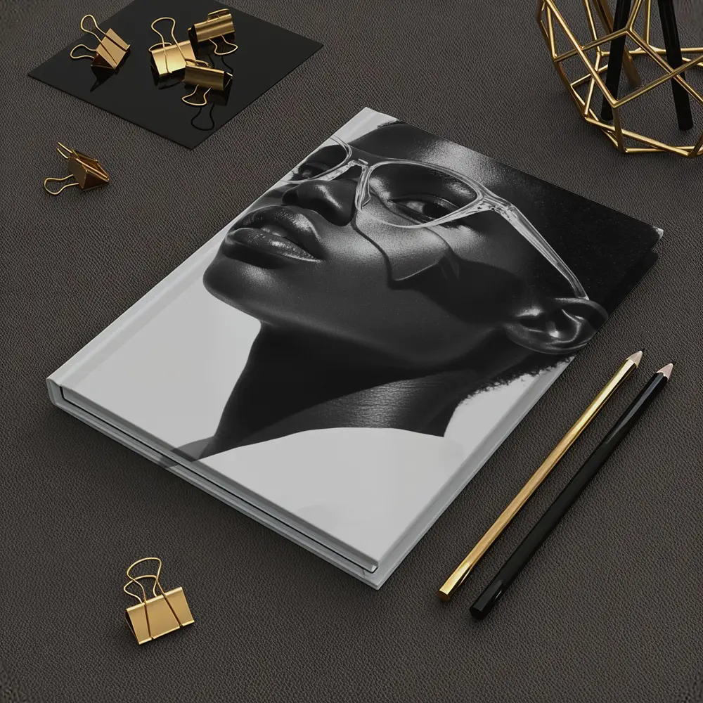 Black and White Woman Portrait Clear Glasses – Notebooks