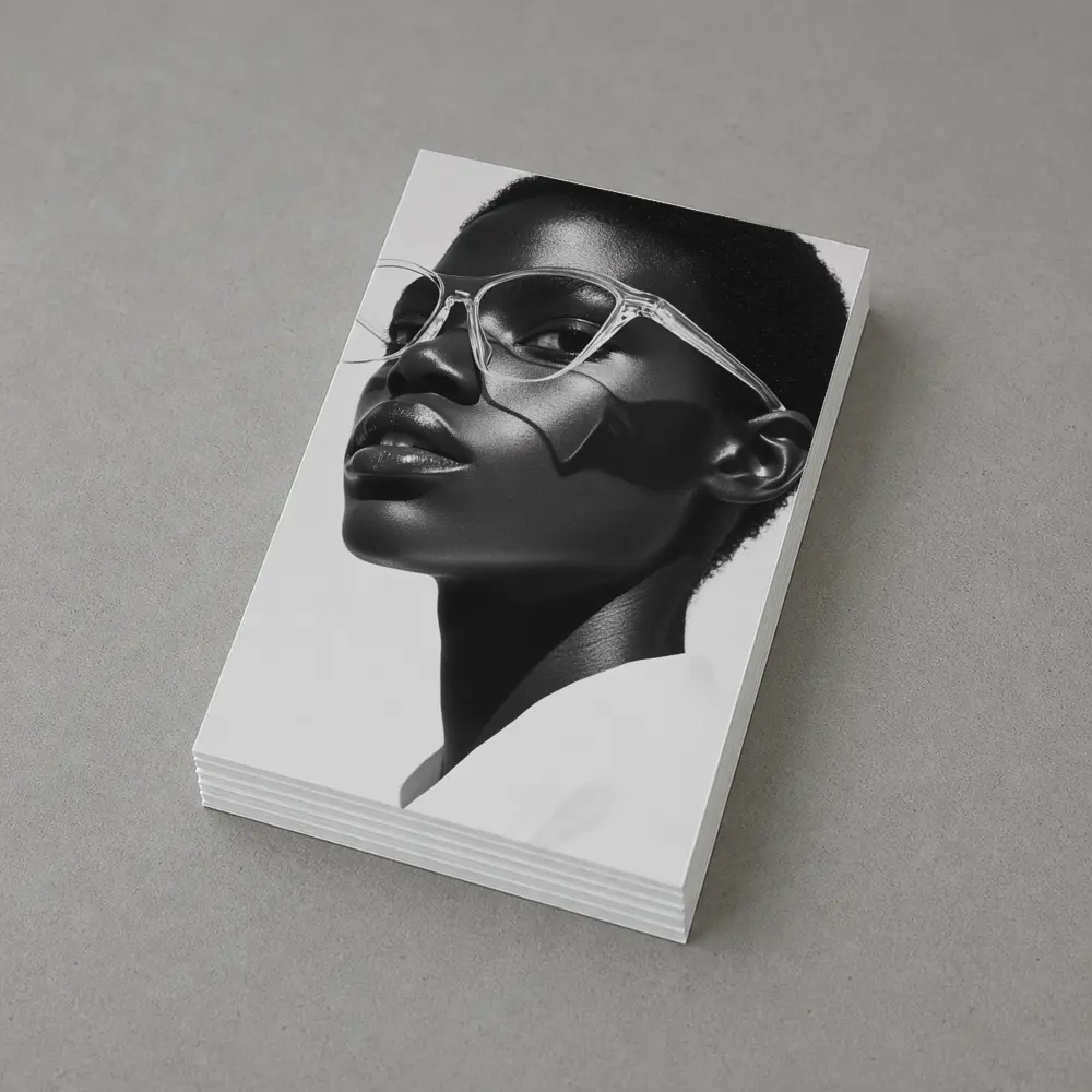 Black and White Woman Portrait Clear Glasses – Postcards