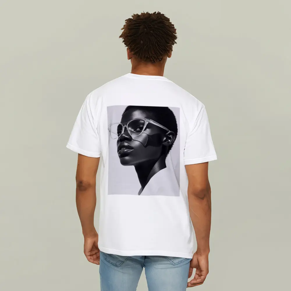 Black and White Woman Portrait Clear Glasses – T-Shirts