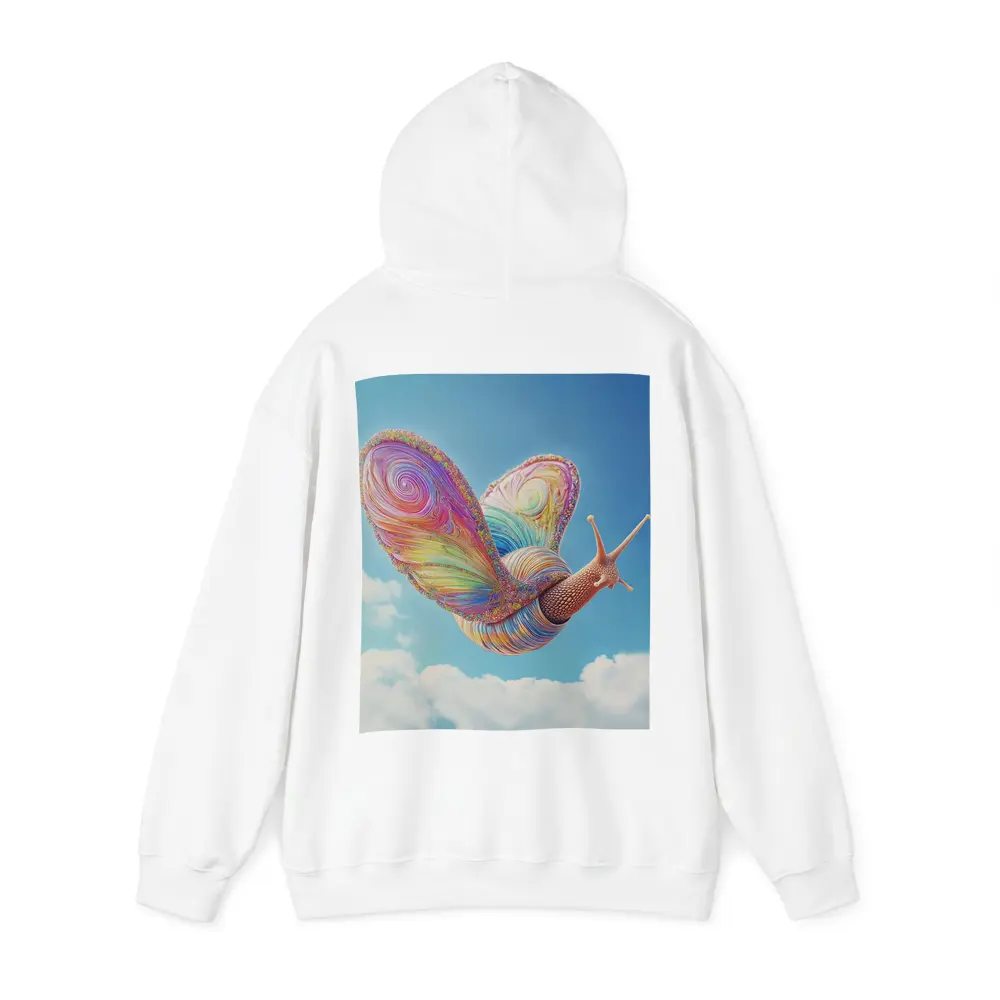 Rainbow Snail With Butterfly Wings Blue Sky – Hoodies
