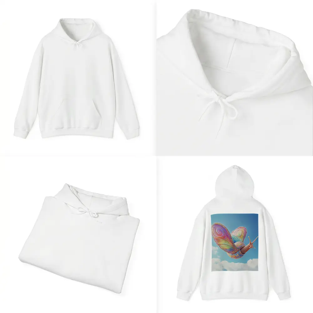 Rainbow Snail With Butterfly Wings Blue Sky – Hoodies