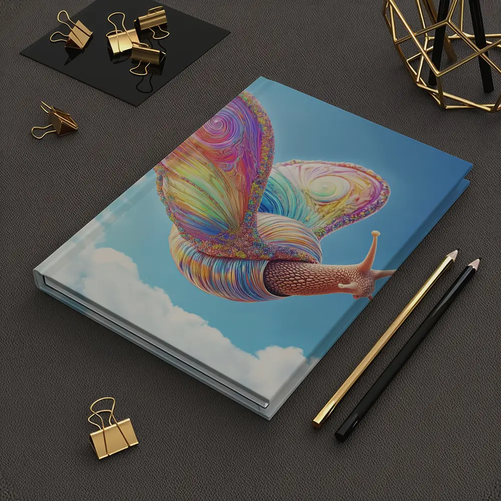 Rainbow Snail With Butterfly Wings Blue Sky – Notebooks