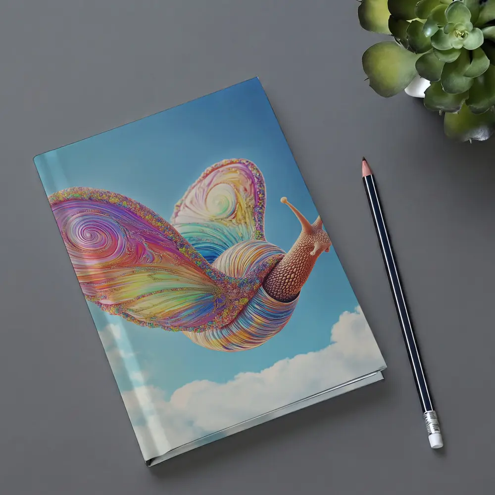 Rainbow Snail With Butterfly Wings Blue Sky – Notebooks