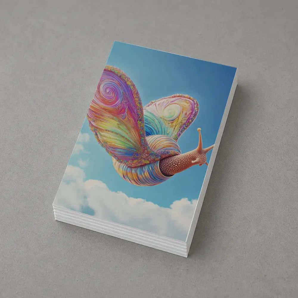 Rainbow Snail With Butterfly Wings Blue Sky – Postcards