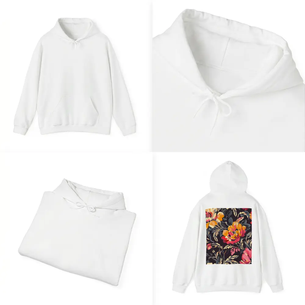 Bold Peony Floral Pattern Dark Background – Hoodies