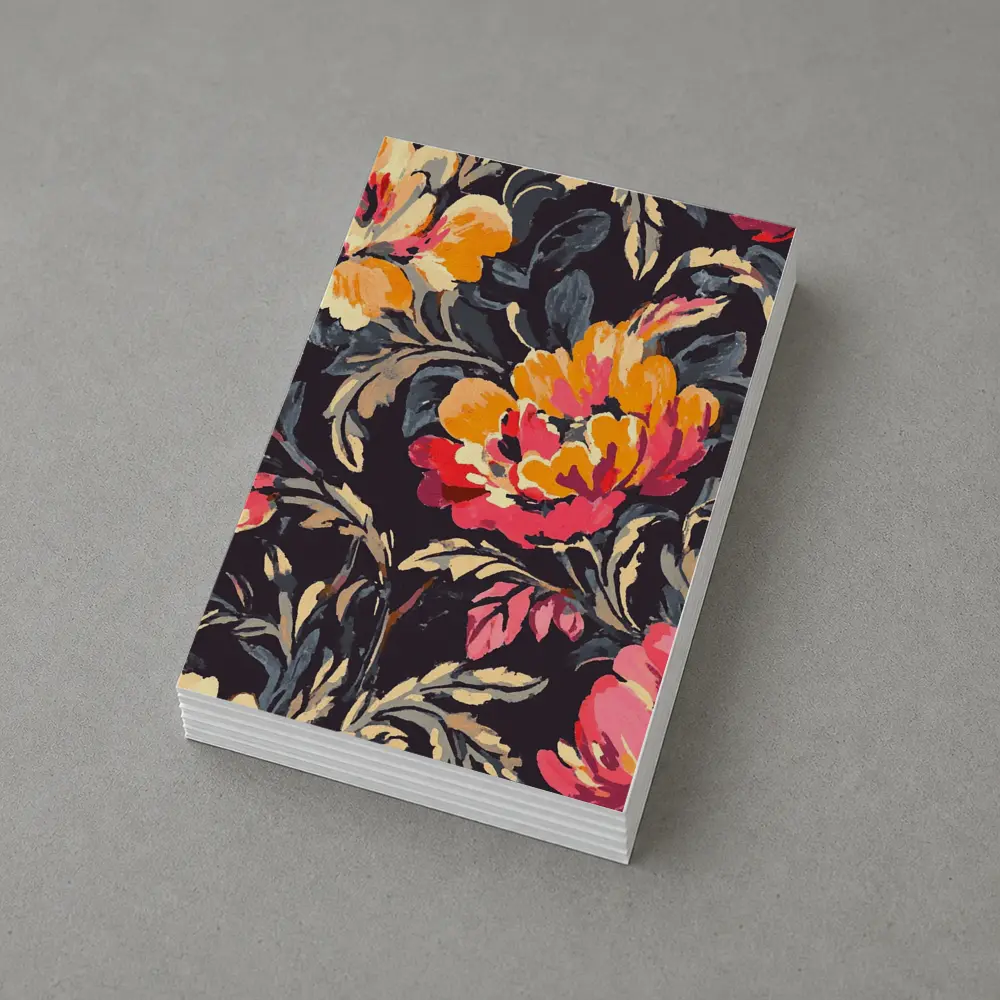 Bold Peony Floral Pattern Dark Background – Postcards