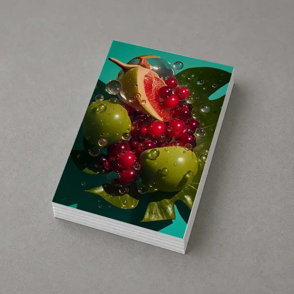 Grapefruit Cranberries Green Apples Teal Background – Postcards