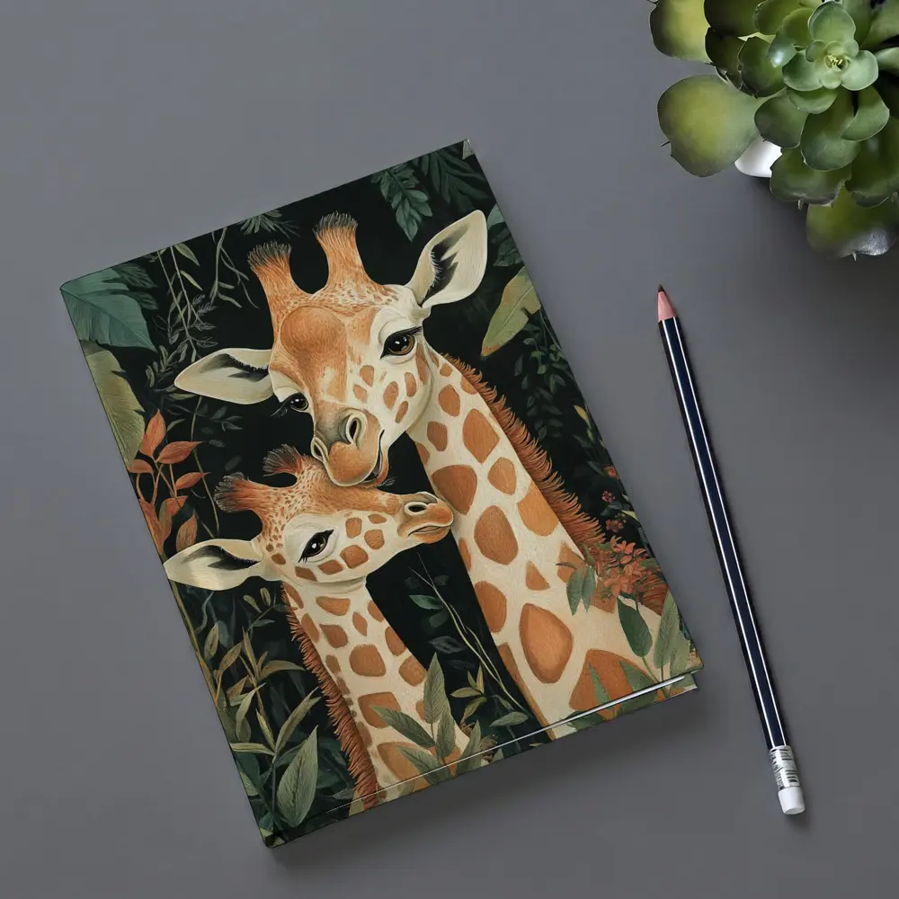 Mother and Baby Giraffe Jungle Illustration – Notebooks