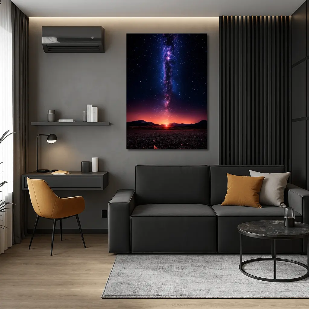 Milky Way Galaxy Over Desert Night Landscape – Wall Art