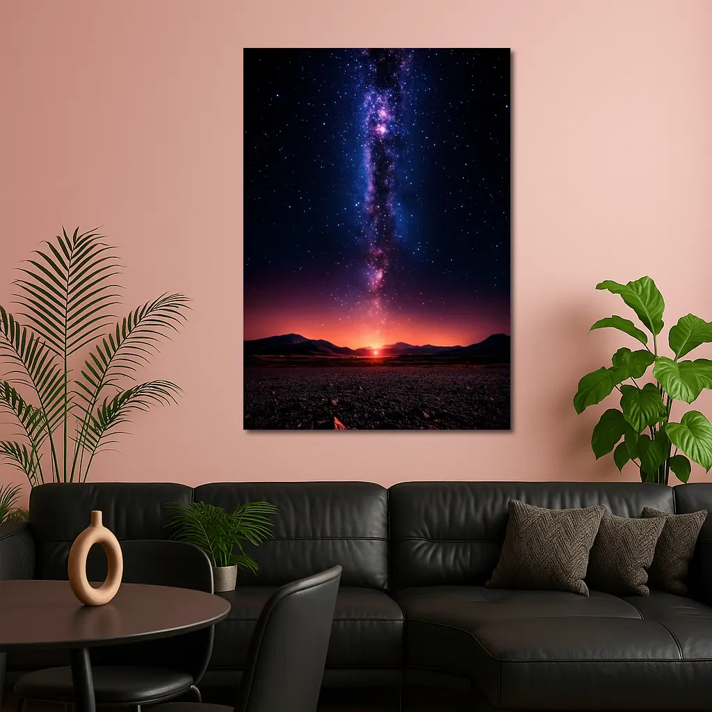 Milky Way Galaxy Over Desert Night Landscape – Wall Art