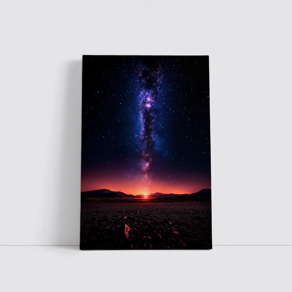 Milky Way Galaxy Over Desert Night Landscape – Wall Art