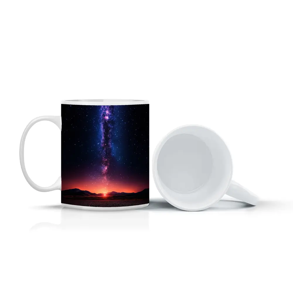 Milky Way Galaxy Over Desert Night Landscape – Mugs