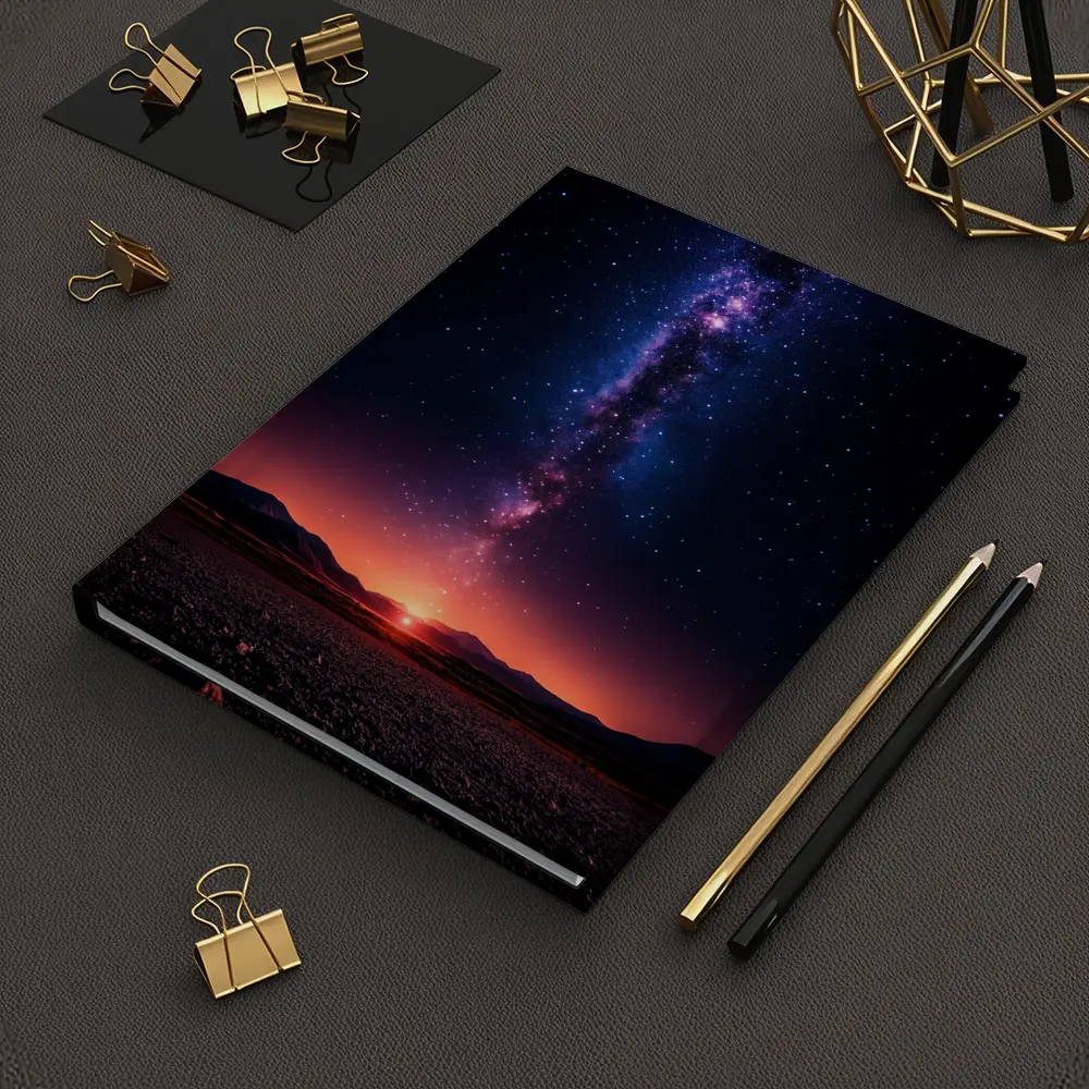 Milky Way Galaxy Over Desert Night Landscape – Notebooks