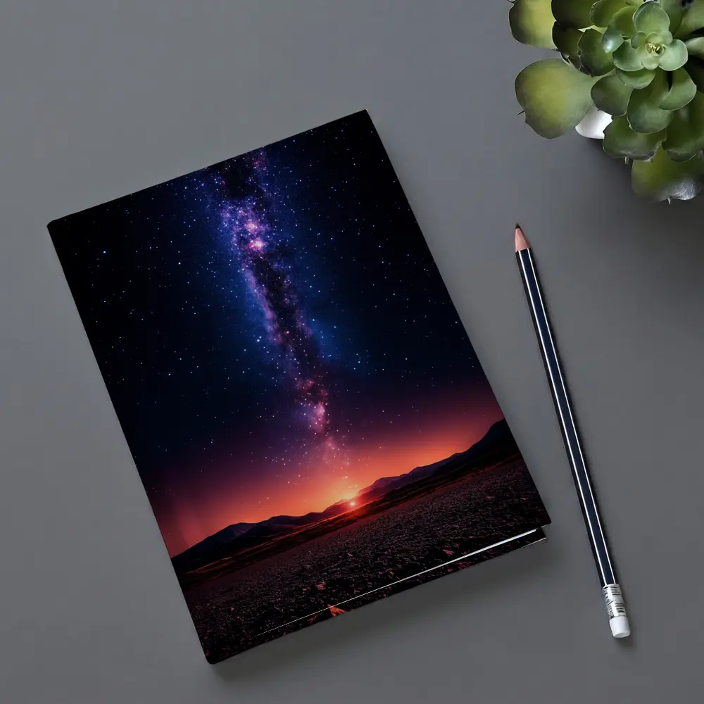 Milky Way Galaxy Over Desert Night Landscape – Notebooks