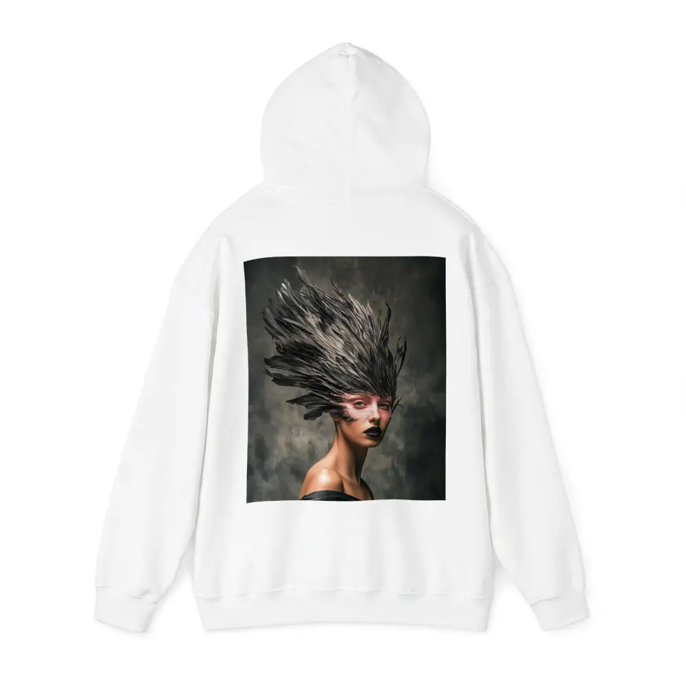 Dark Feather Headdress Woman Gray Background – Hoodies