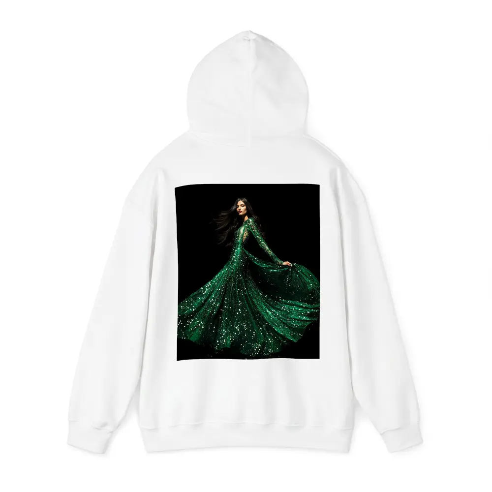 Woman Green Sequin Gown Black Background – Hoodies