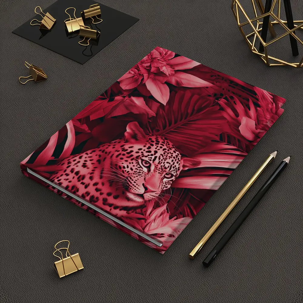 Leopard Hidden In Pink Tropical Jungle – Notebooks