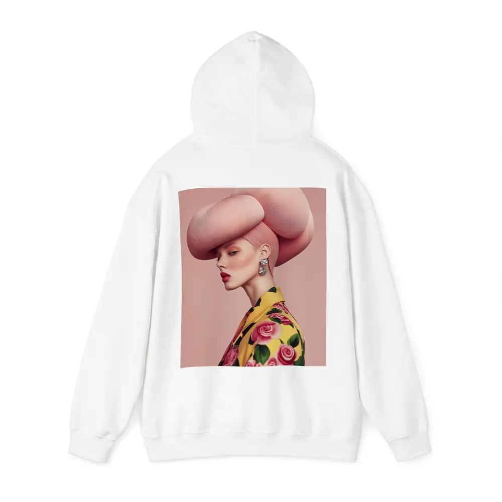 Fashion Woman Pink Sculptural Hat Floral Jacket – Hoodies