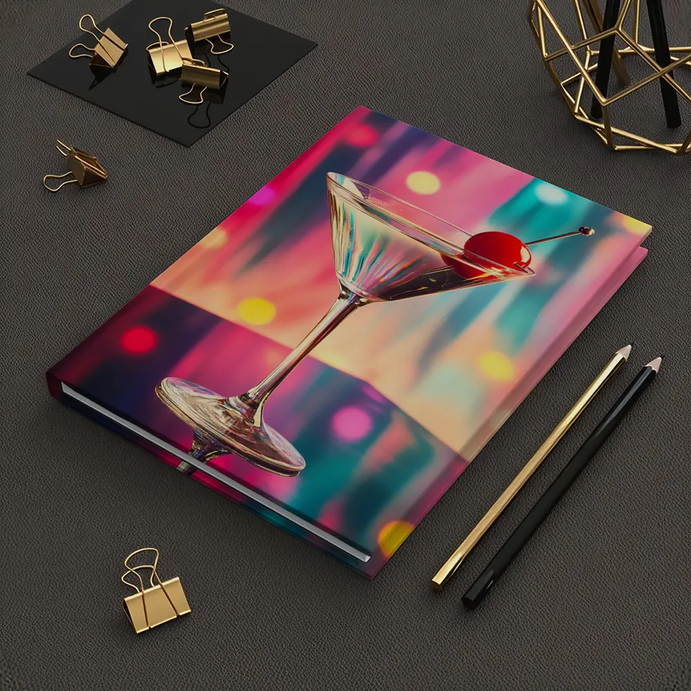 Martini Glass Cherry Colorful Bokeh Bar – Notebooks