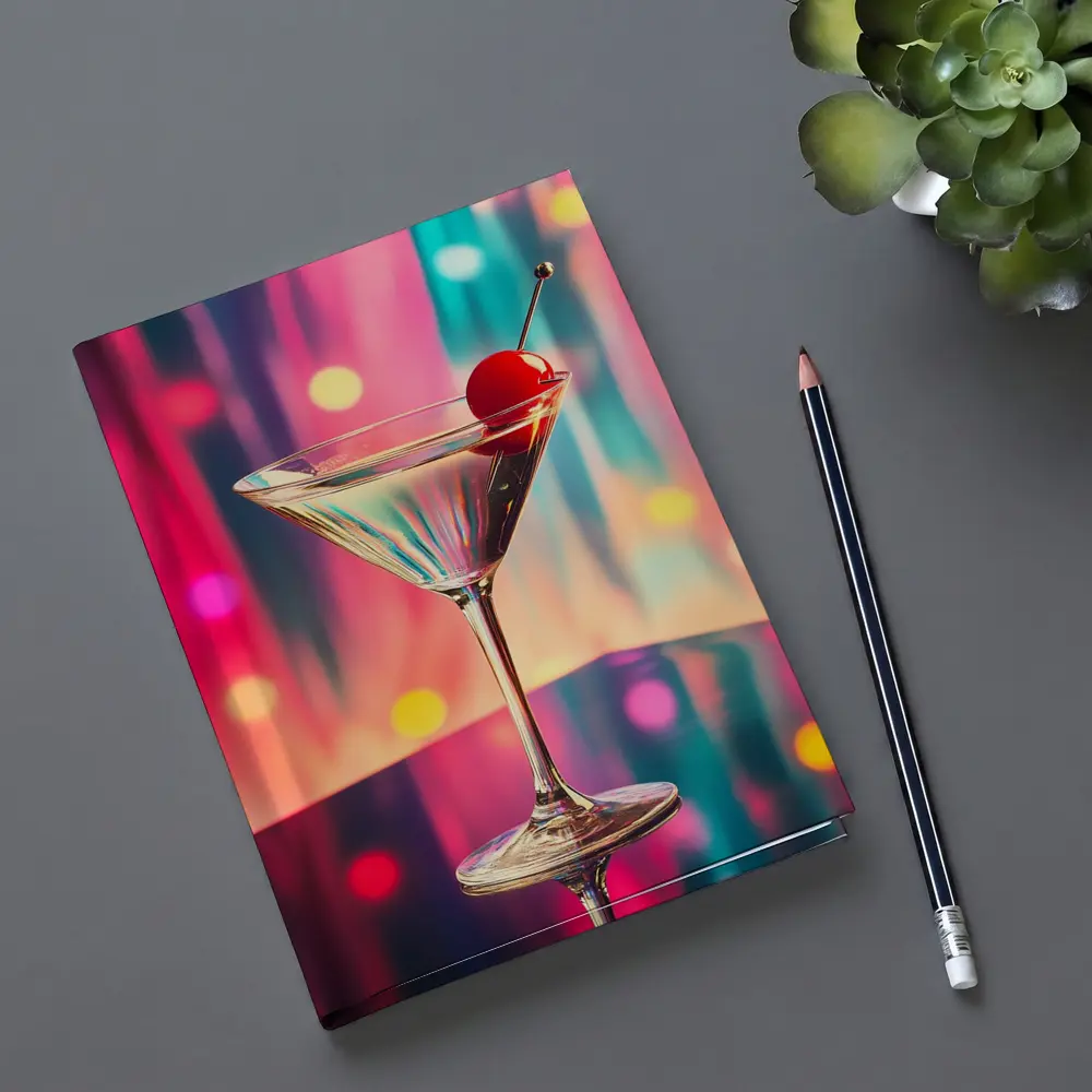 Martini Glass Cherry Colorful Bokeh Bar – Notebooks