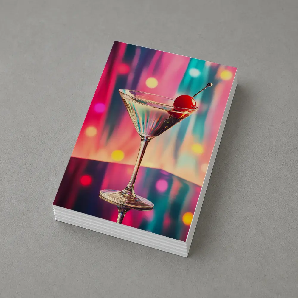 Martini Glass Cherry Colorful Bokeh Bar – Postcards