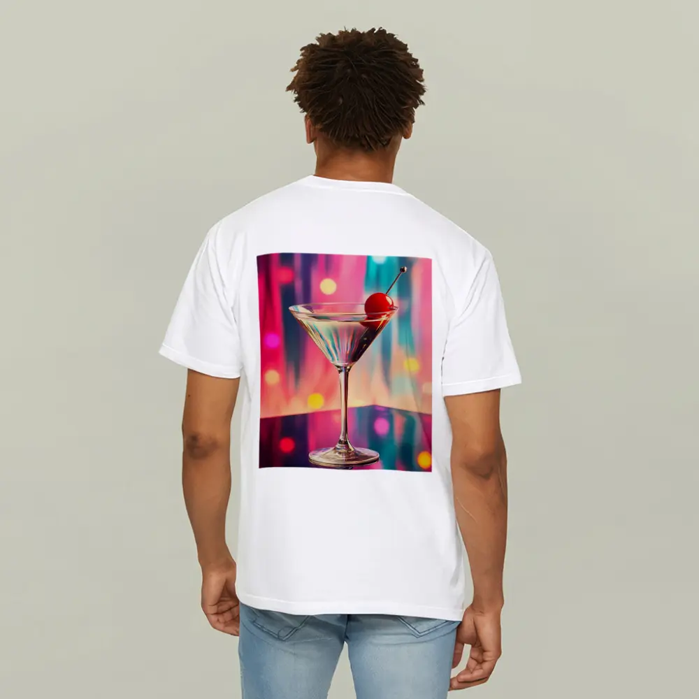 Martini Glass Cherry Colorful Bokeh Bar – T-Shirts