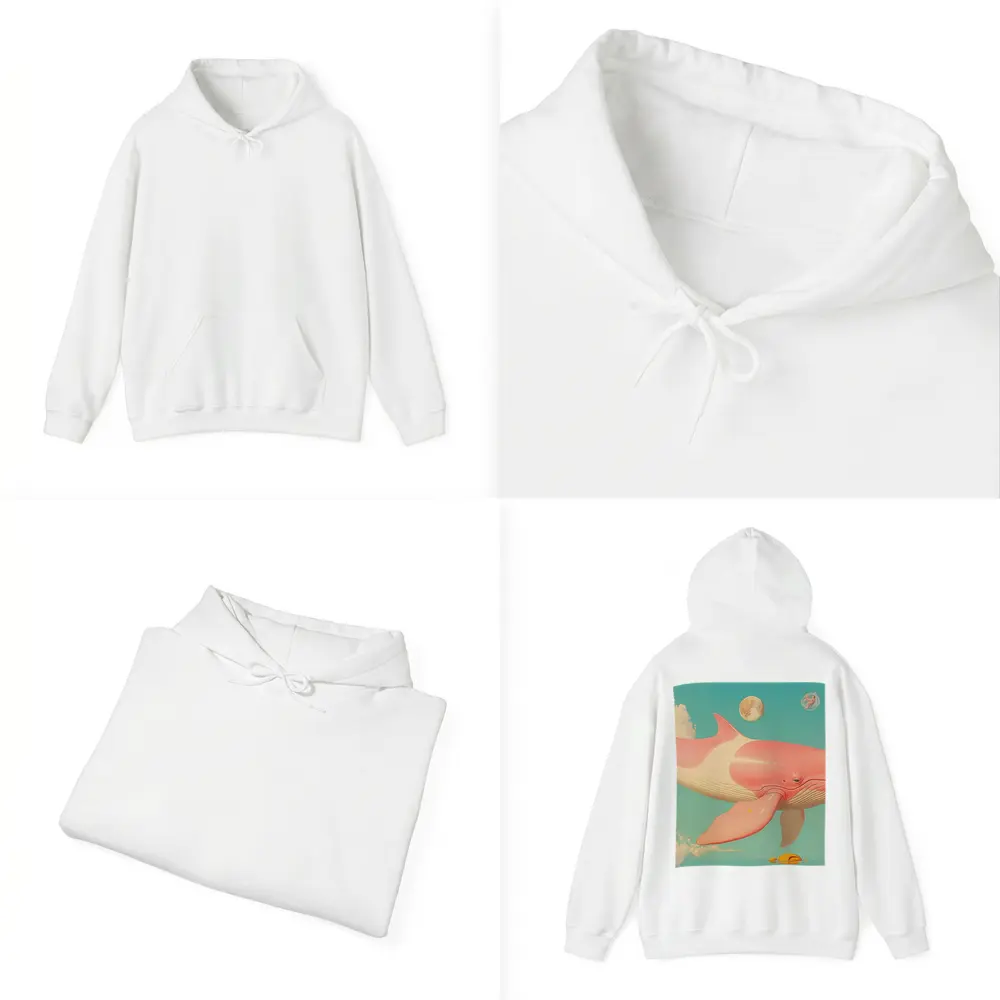 Pink Whale Flying Through Dreamy Sky – Hoodies