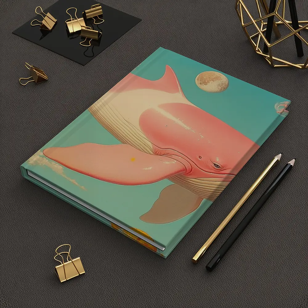 Pink Whale Flying Through Dreamy Sky – Notebooks