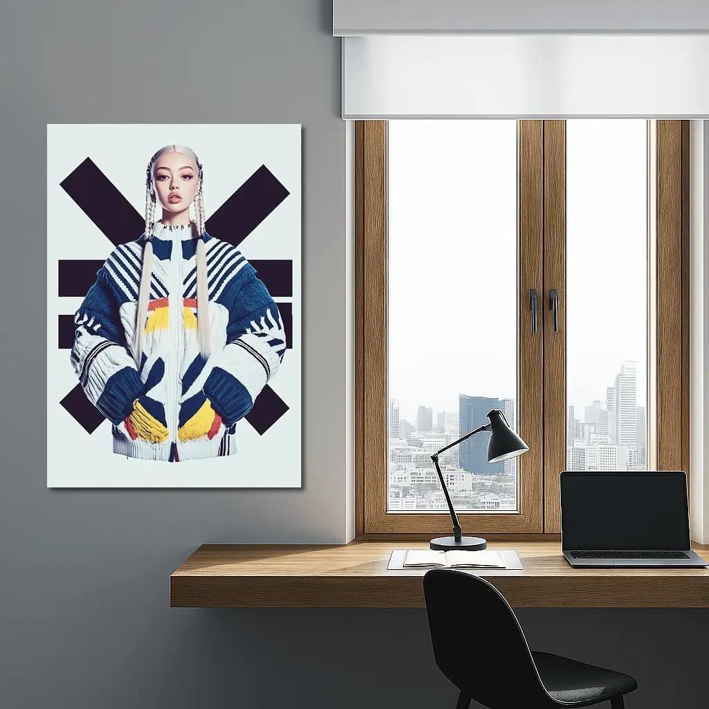 Asian Woman Bold Graphic Cross Background – Wall Art