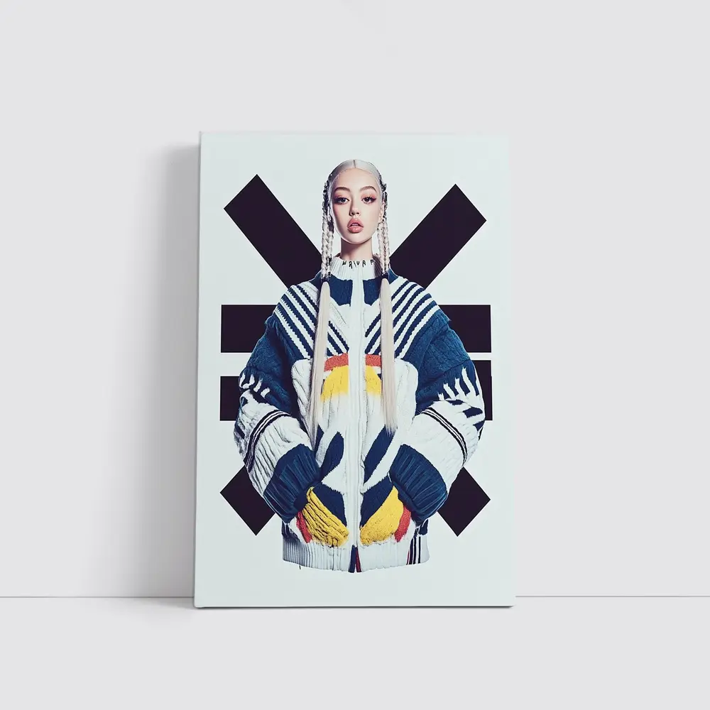 Asian Woman Bold Graphic Cross Background – Wall Art