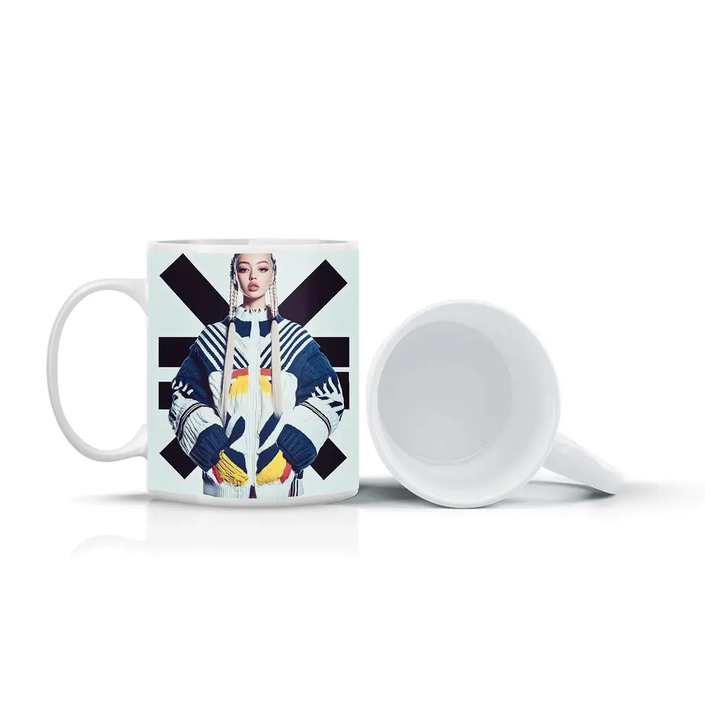 Asian Woman Bold Graphic Cross Background – Mugs