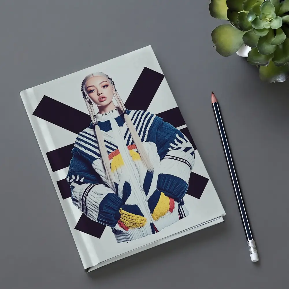 Asian Woman Bold Graphic Cross Background – Notebooks