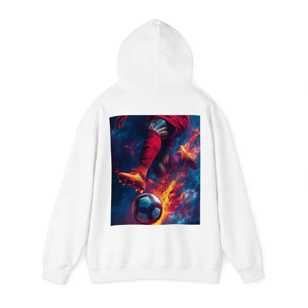 Soccer Player Kicking Ball Fire Art – Hoodies
