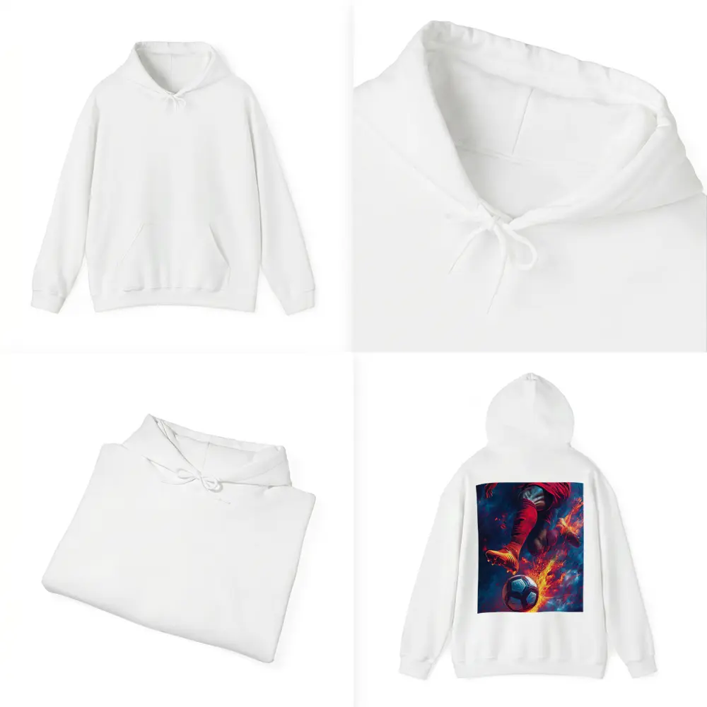 Soccer Player Kicking Ball Fire Art – Hoodies