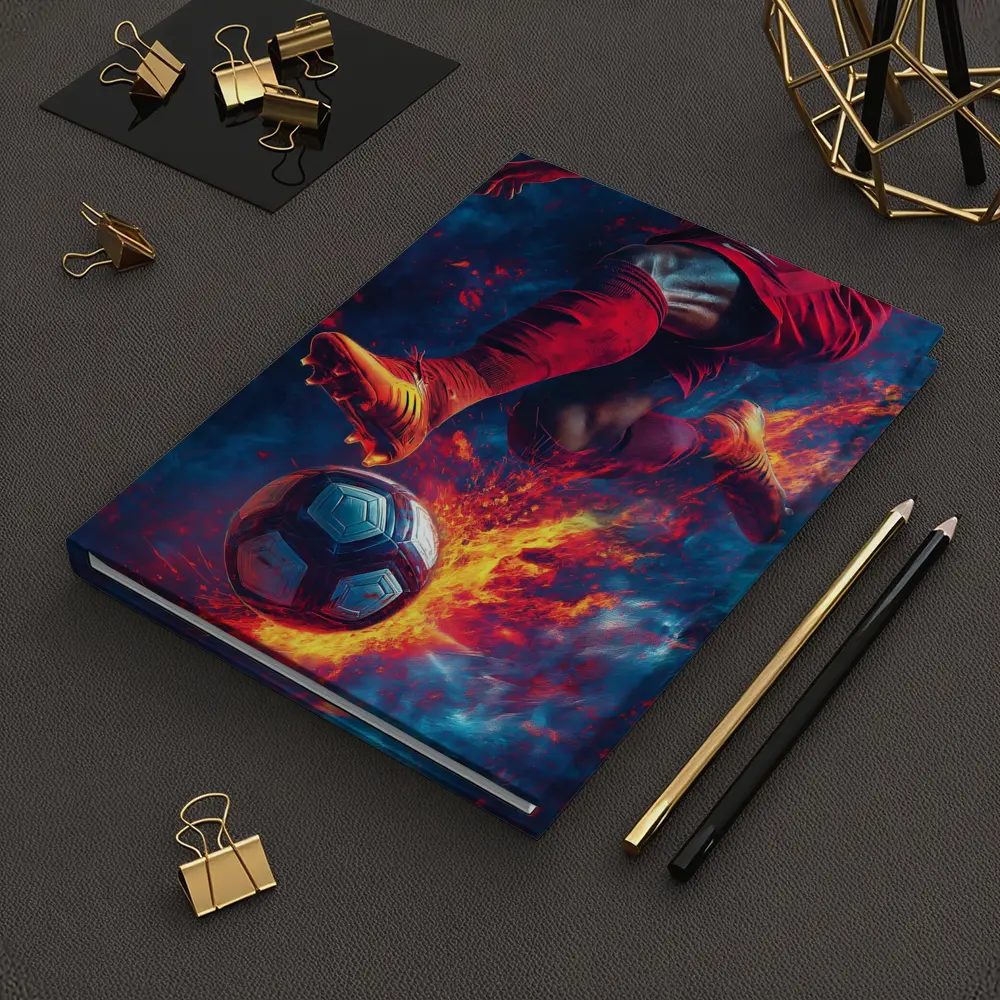 Soccer Player Kicking Ball Fire Art – Notebooks