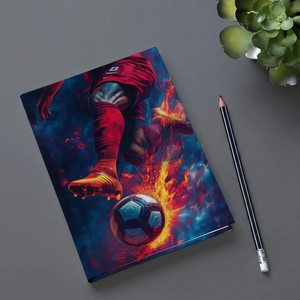 Soccer Player Kicking Ball Fire Art – Notebooks