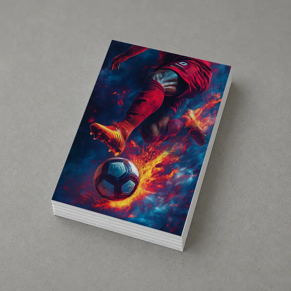 Soccer Player Kicking Ball Fire Art – Postcards