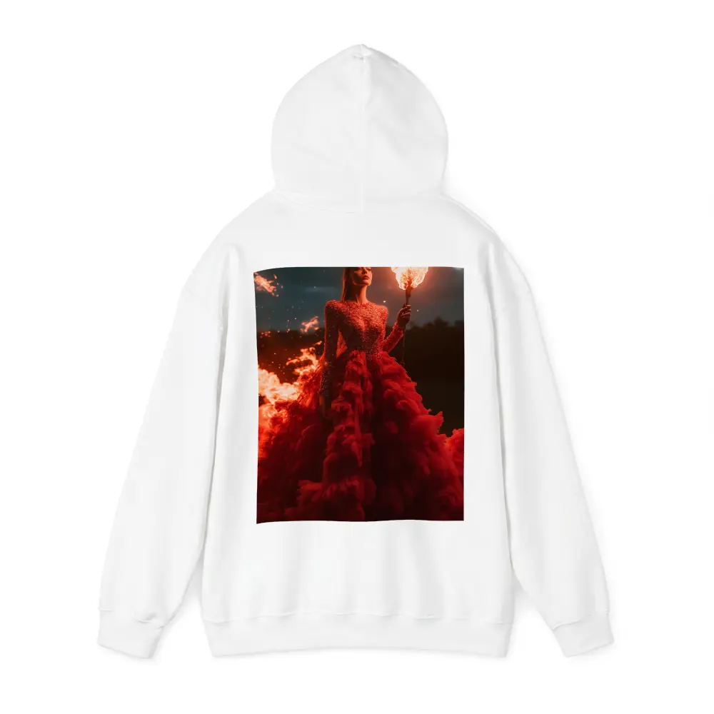 Woman Red Gown Holding Fire Torch – Hoodies