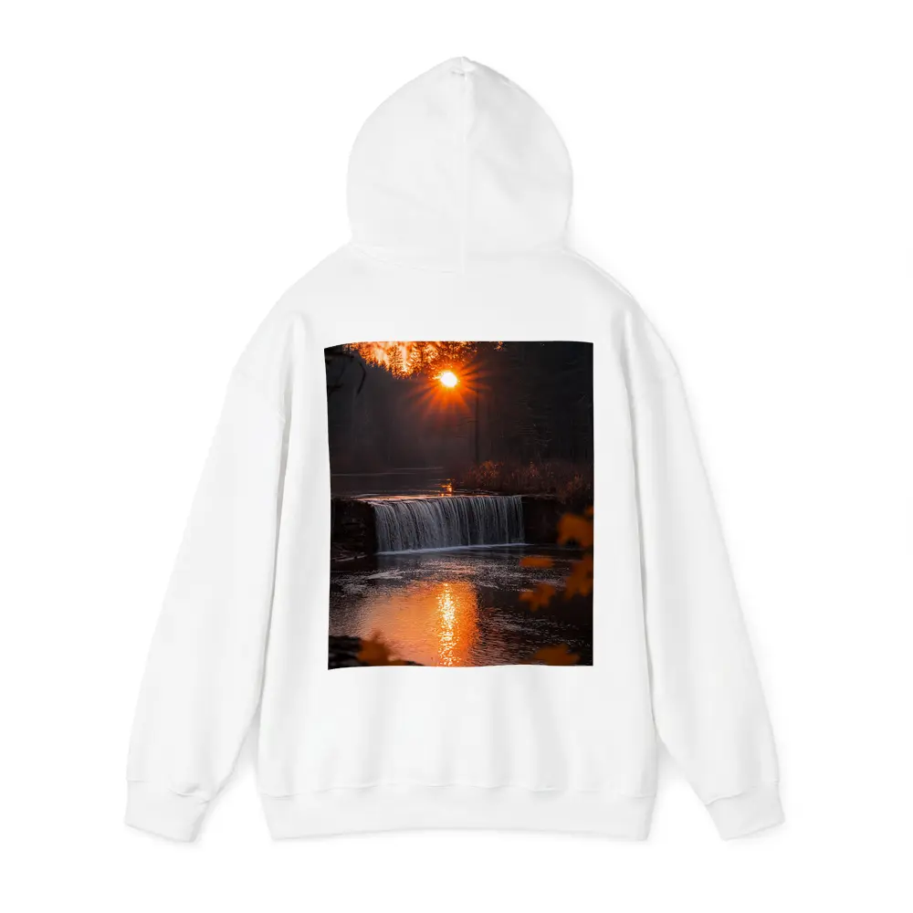 Waterfall Sunset Glow Autumn Forest Reflection – Hoodies